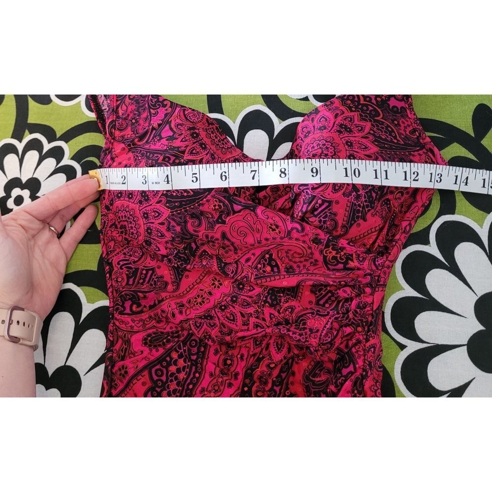 Miraclesuit US 8 paisley park red escape side shirring 1 piece swimsuit 468266 - Picture 6 of 16
